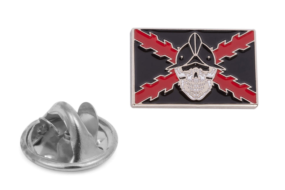 Pin de Solapa Bandera Aspa Borgoña con Tercio Calavera - Gemelolandia