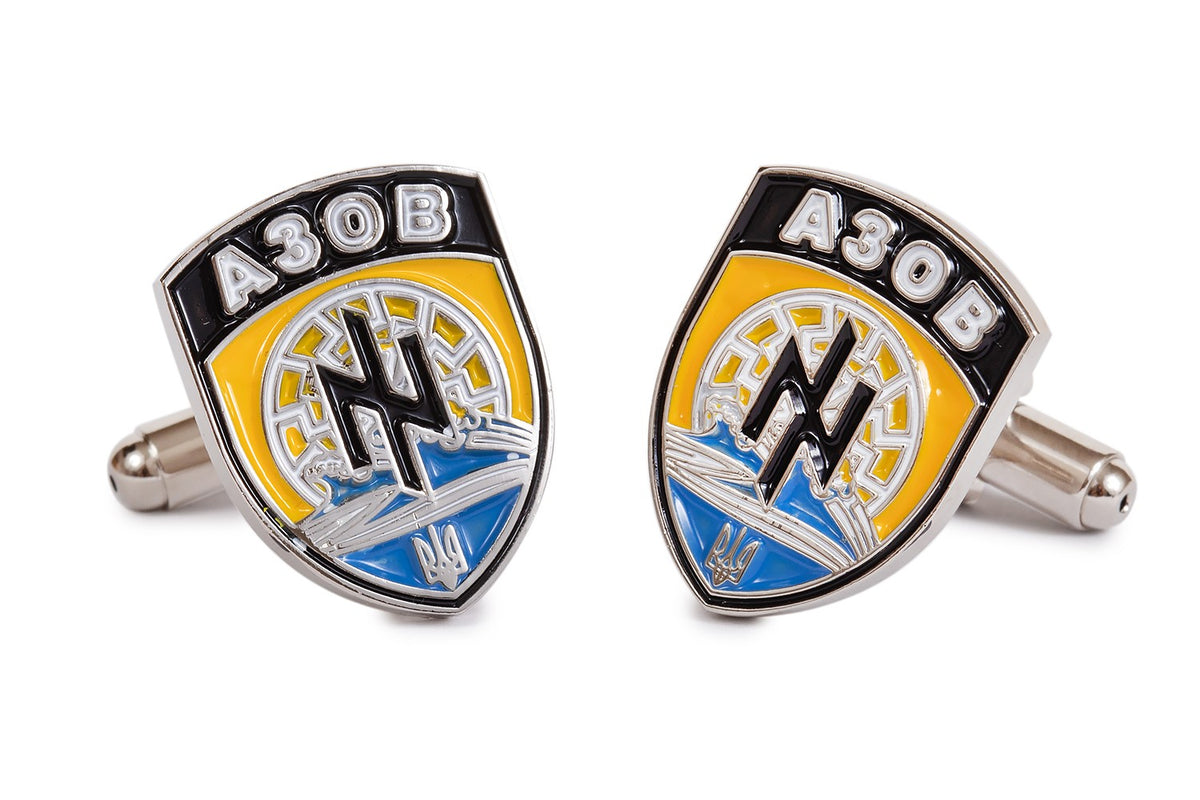 Gemelos de camisa Azov con bandera de Ucrania esmaltado a color 2x1,5cm - Gemelolandia