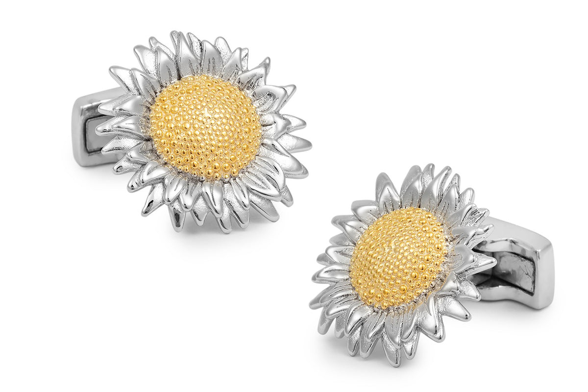 Gemelos de Camisa Girasol Plateado 15mm
