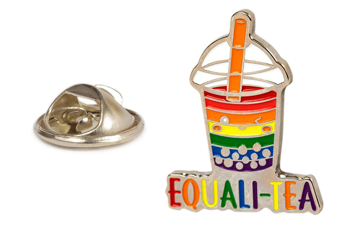 Pin de solapa LGTB especial de Té de burbujas: Equali-tea -30x24mm- bandera LGTBi