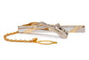 Pasador de corbata de saxofón dorado con cadena 60x5mm