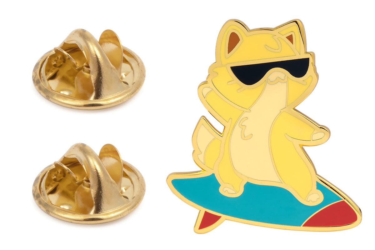 Pin de Solapa Gato Surfista - 43x46mm - Pin esmaltado en colores