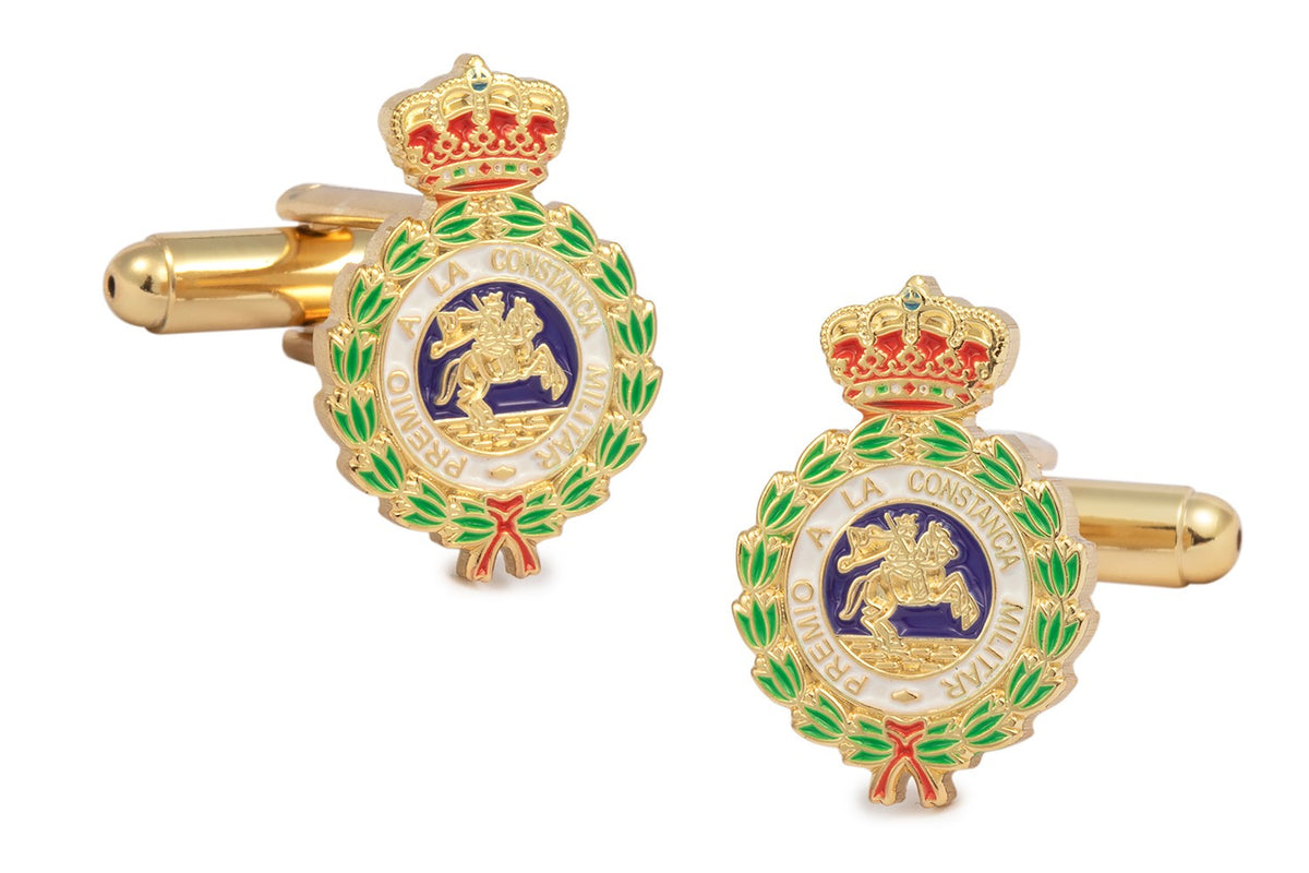 Gemelos de camisa de la medalla de San Hermenegildo - 13x20mm - Esmaltado a Color-Gemelos