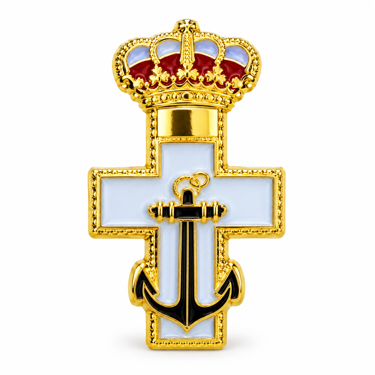 Pin de Solapa de la Medalla de la Cruz de Mérito Naval con Distintivo Blanco