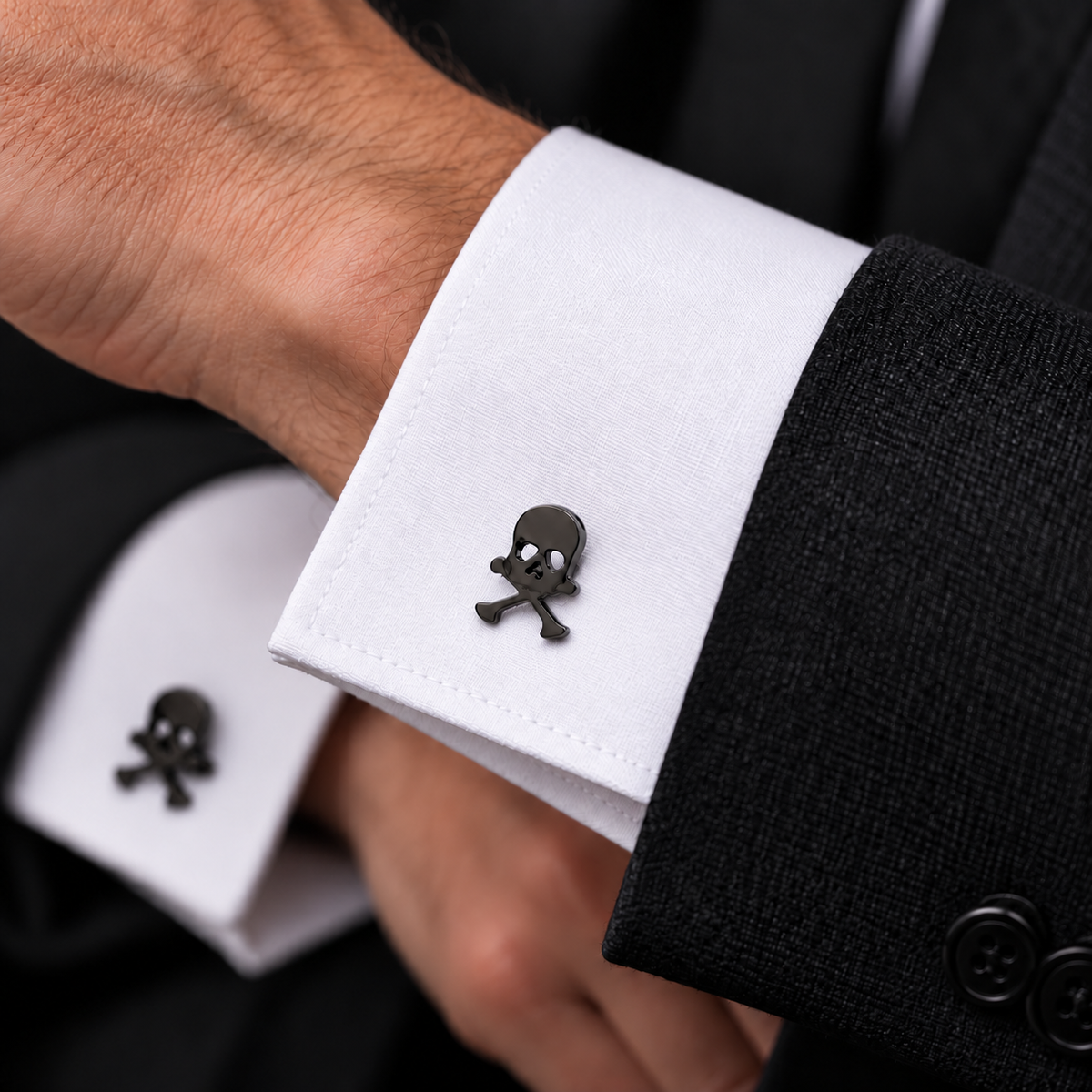 Gemelos para Camisa Calavera Acero Negro