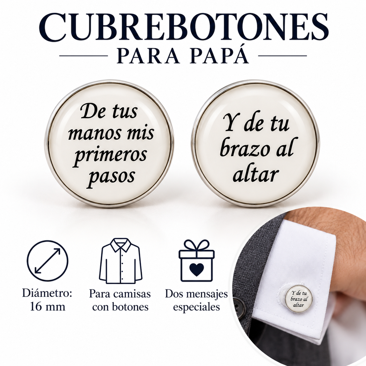 Cubrebotones De Tu Mano Mis Primeros Pasos Blanco