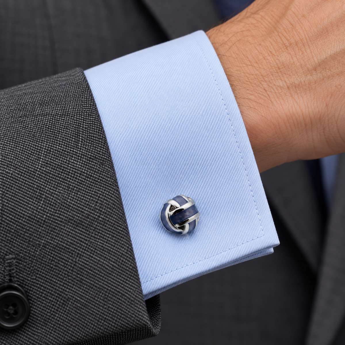 Gemelos para Camisa Striped Grey Enamel Balls