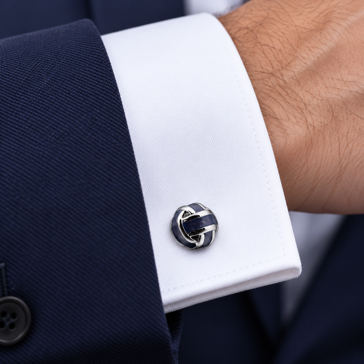 Gemelos para Camisa Striped Grey Enamel Balls