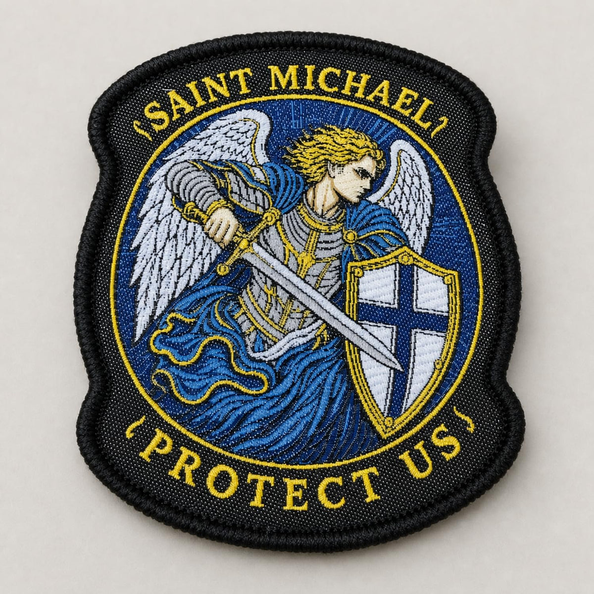 Gemelolandia - Parche Táctico Saint Michael Protect Us Bordado 8x8cm