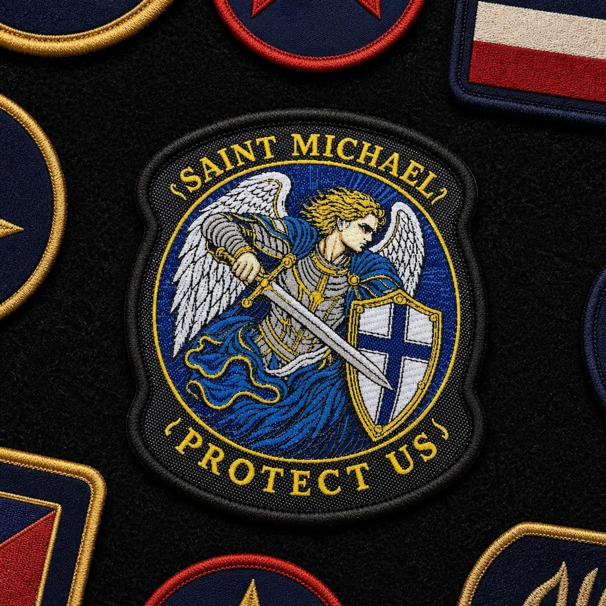 Gemelolandia - Parche Táctico Saint Michael Protect Us Bordado 8x8cm
