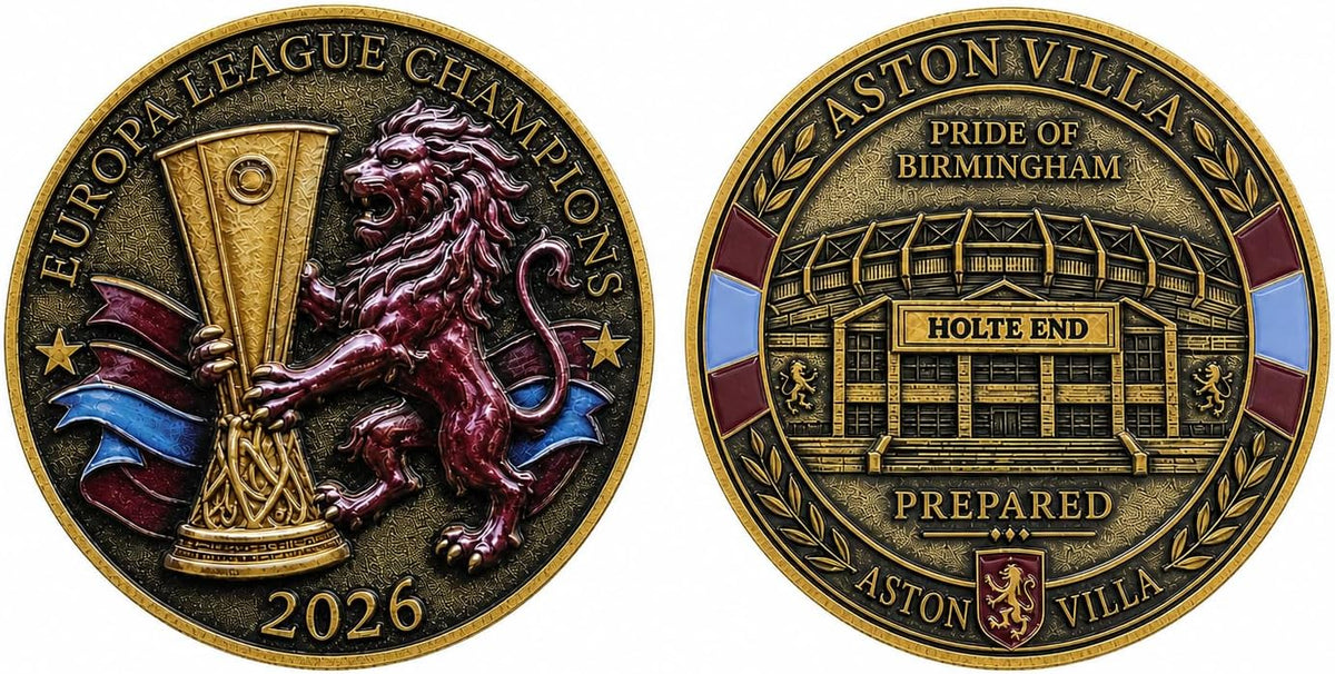 Moneda Conmemorativa Campeones Europa League Aston Villa 2026 4,5cm