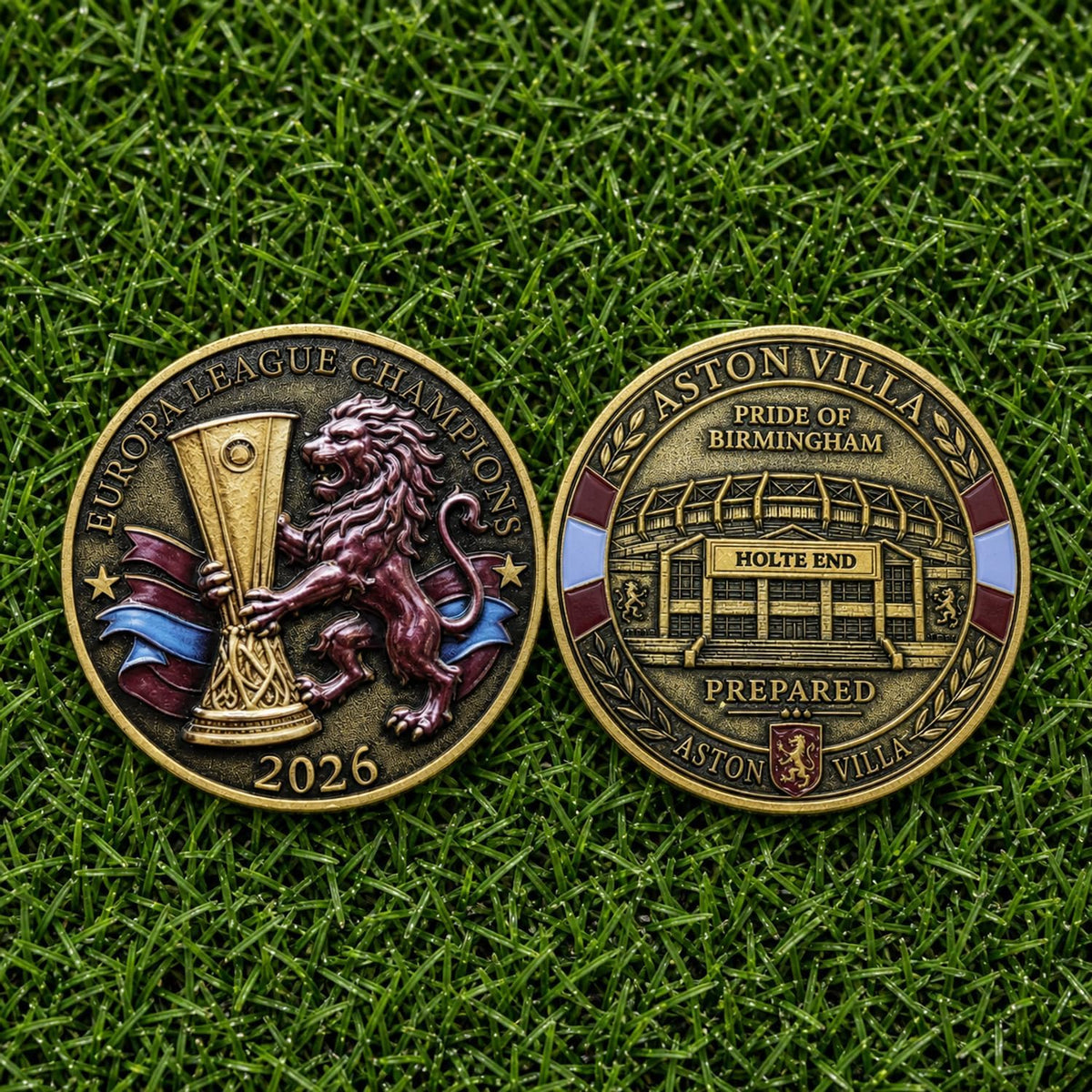 Moneda Conmemorativa Campeones Europa League Aston Villa 2026 4,5cm