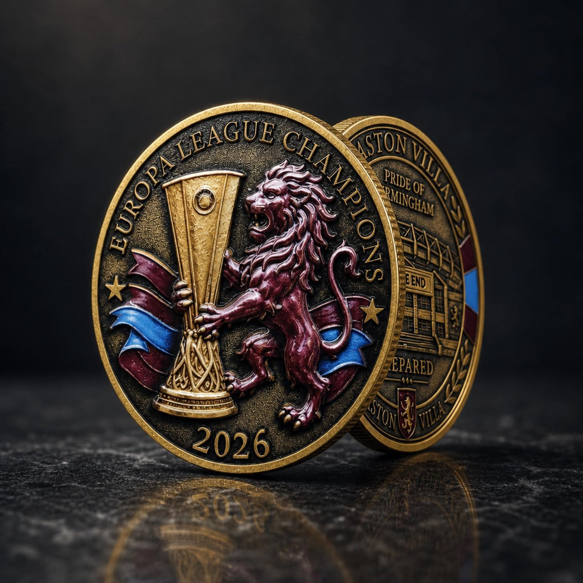 Moneda Conmemorativa Campeones Europa League Aston Villa 2026 4,5cm