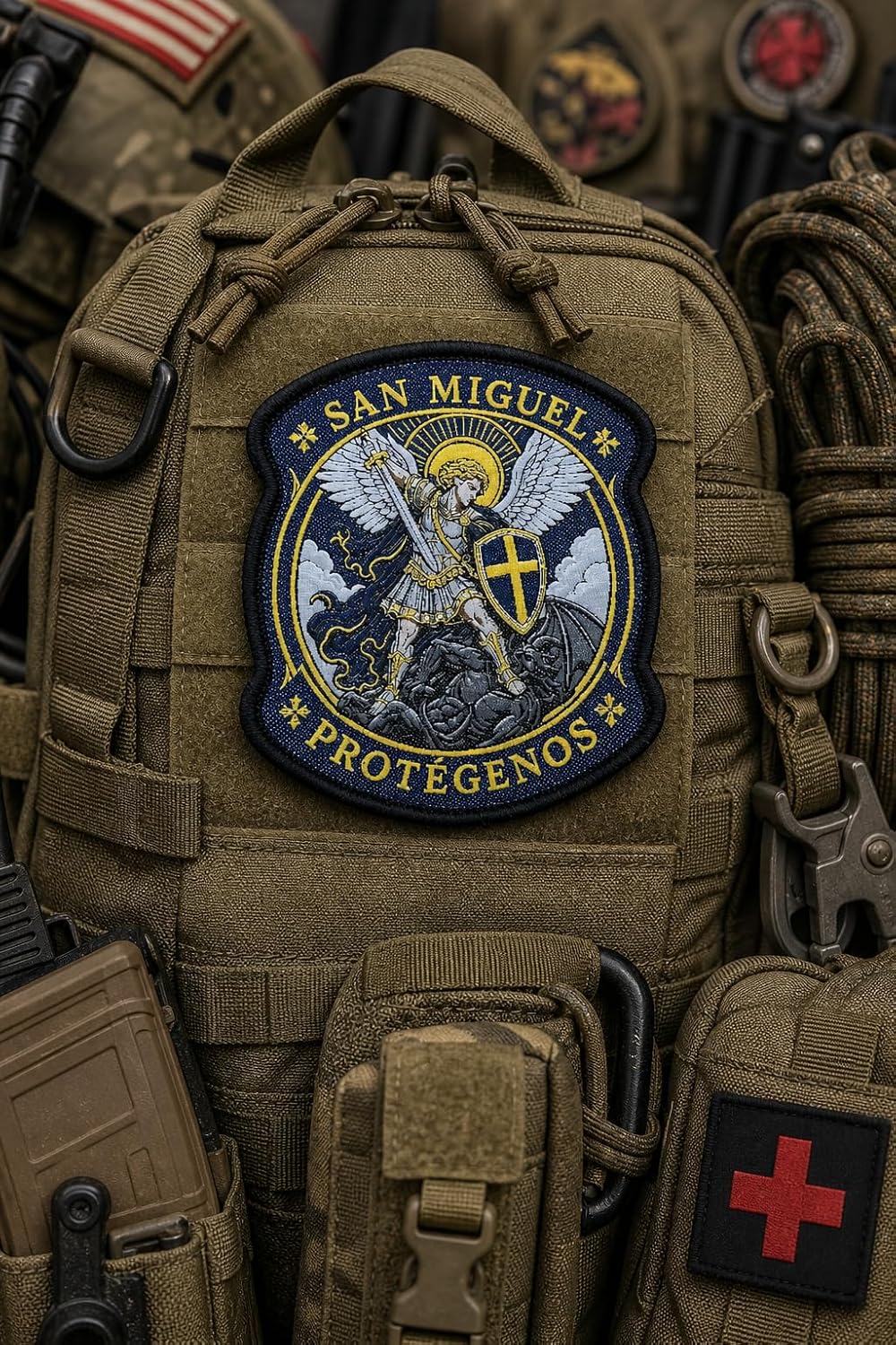 Gemelolandia - Parche Táctico San Miguel Protégenos 8 cm Patrón Policía