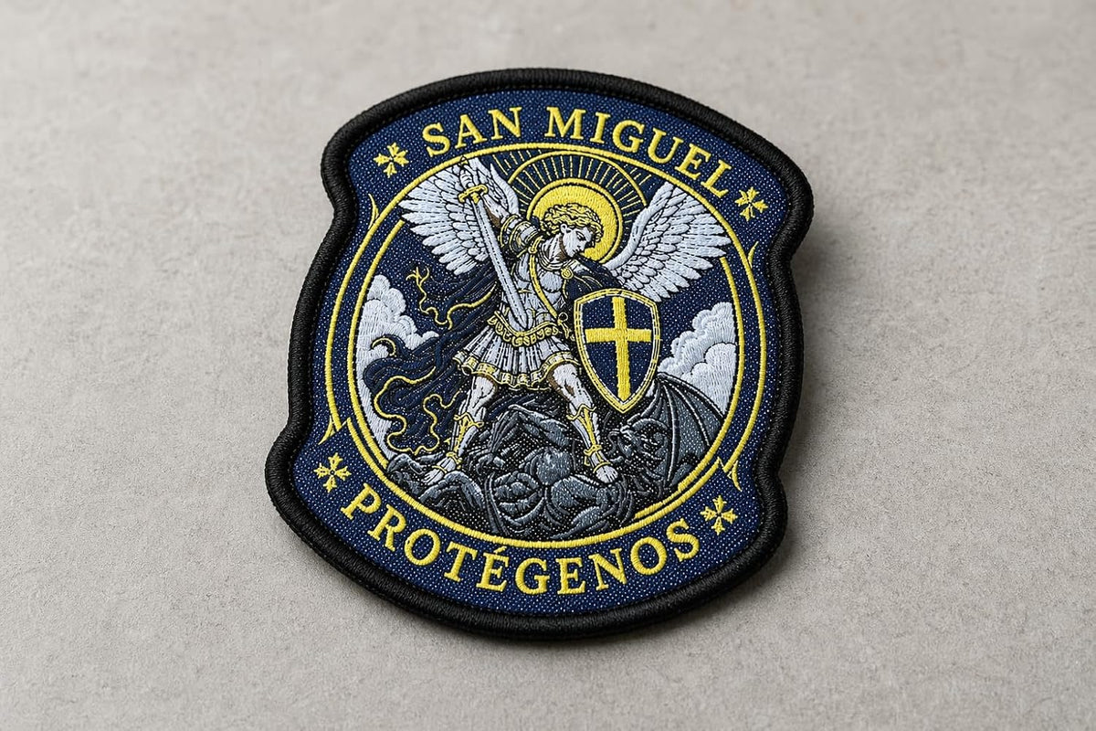 Gemelolandia - Parche Táctico San Miguel Protégenos 8 cm Patrón Policía