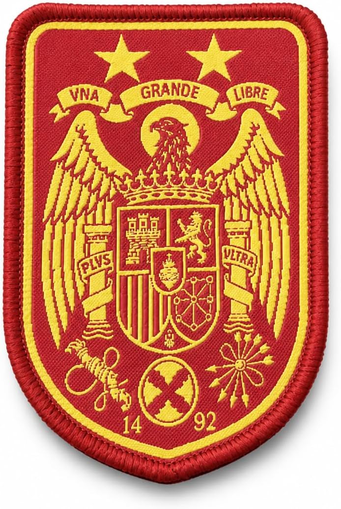 Parche Selección España Águila de San Juan con 2 Estrellas Bordado Woven 80x60 mm - Borde Amarillo, Hook and Loop, Para amantes del coleccionismo, Parche de fútbol (Copia)