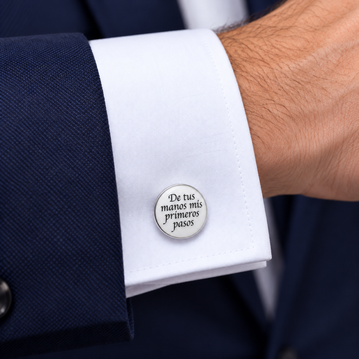 Gemelos para Camisa De Tus Manos Mis Primeros Pasos Blanco