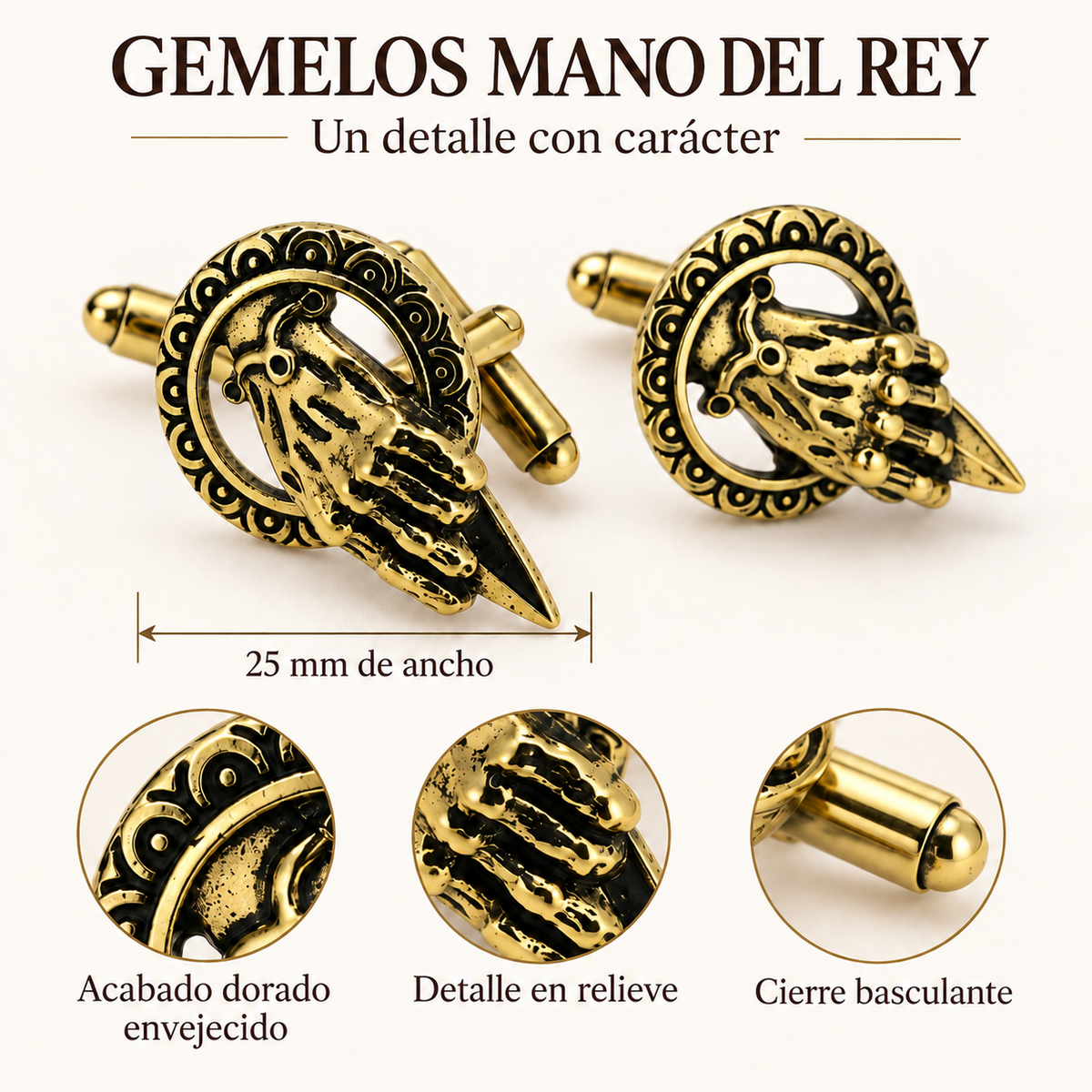 Gemelos de Camisa La Mano del Rey · Juego de Tronos