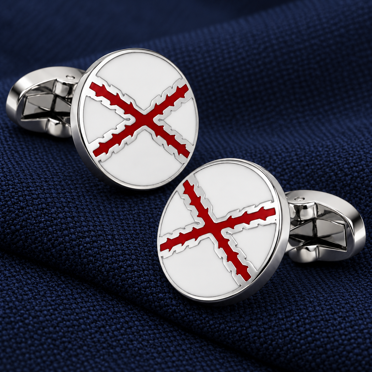 Gemelos de Camisa Cruz de Borgoña Redondo Esmaltado Cruz de San Andres
