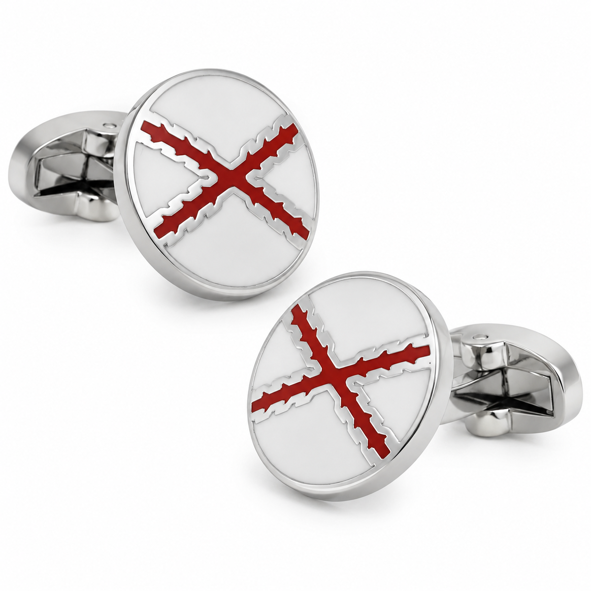 Gemelos de Camisa Cruz de Borgoña Redondo Esmaltado Cruz de San Andres