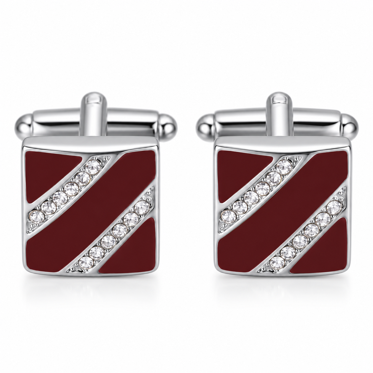 Gemelos para Boda Burgundy Crystal Stripes Cufflinks