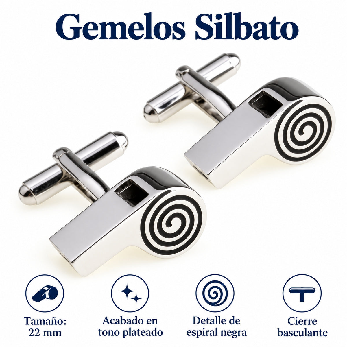 Gemelos de Camisa para Arbitro Silbato 22 mm