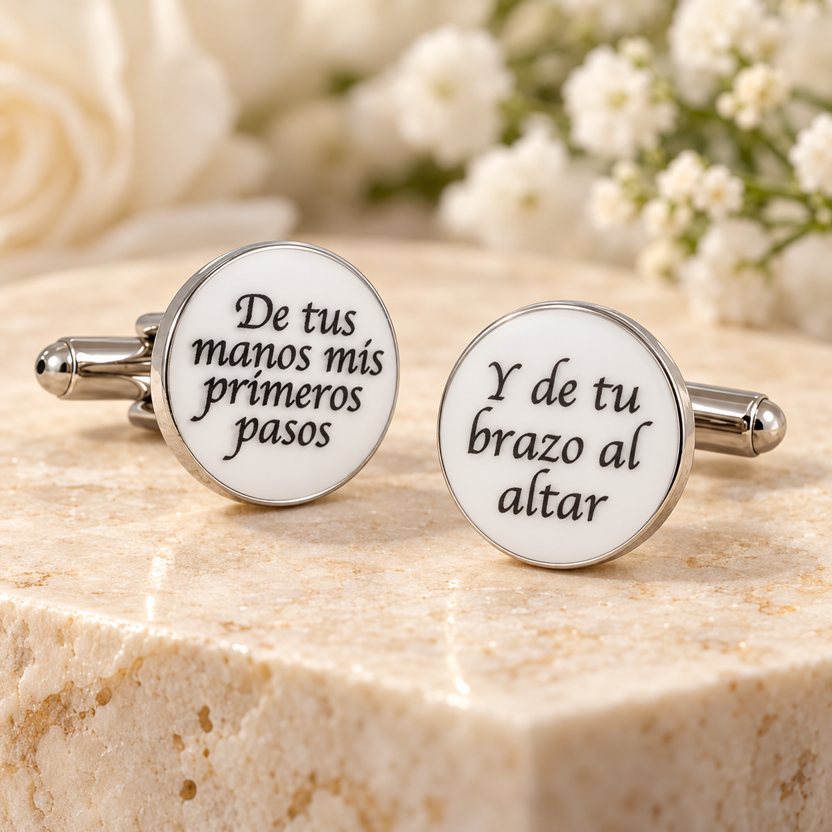 Gemelos para Camisa De Tus Manos Mis Primeros Pasos Blanco
