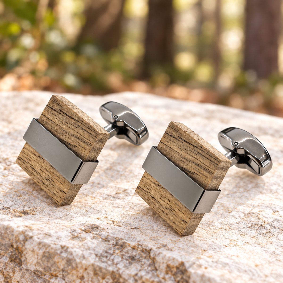 Gemelos para Camisa Wooden Square Style Cuff