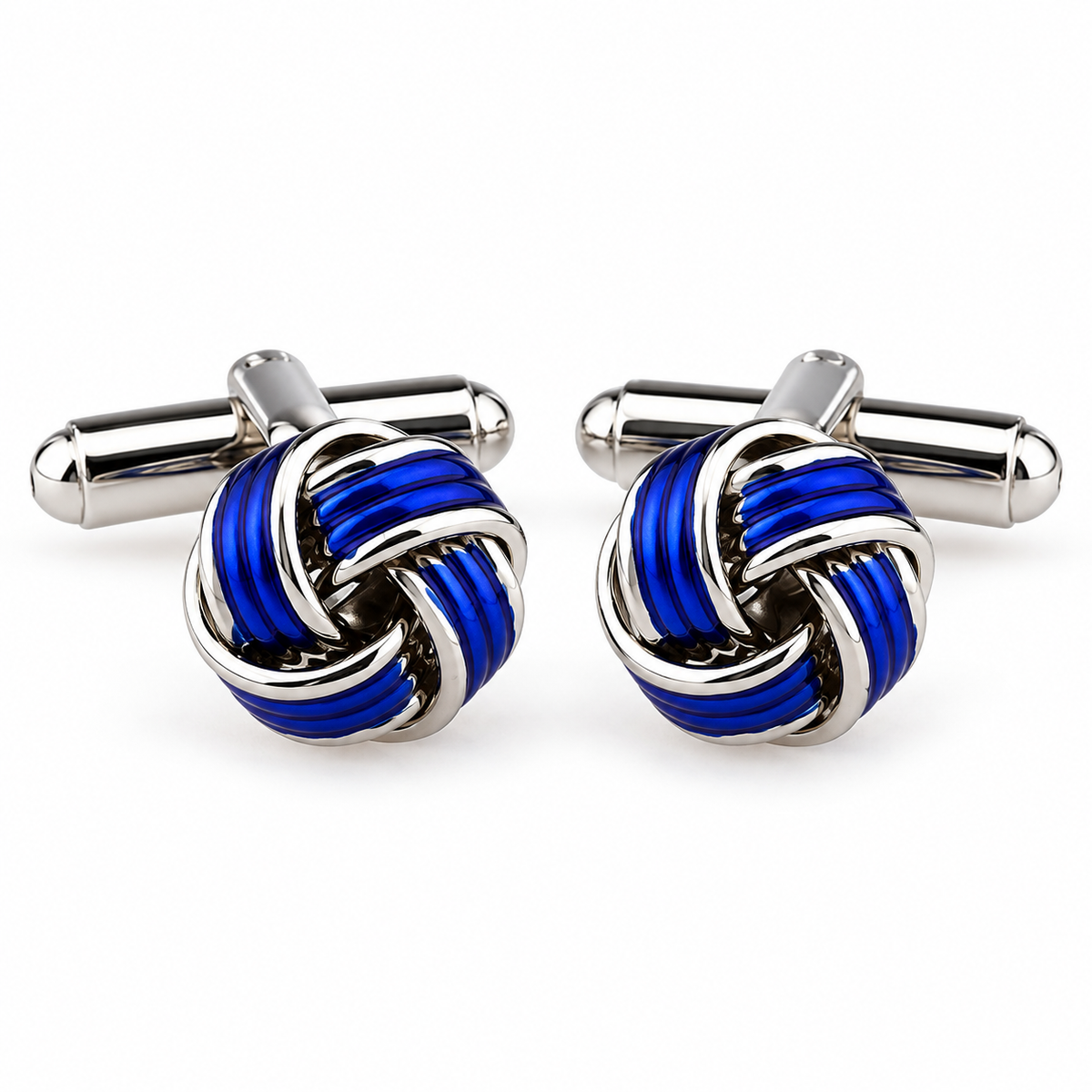 Gemelos Nudo Esmaltado Azul Marino