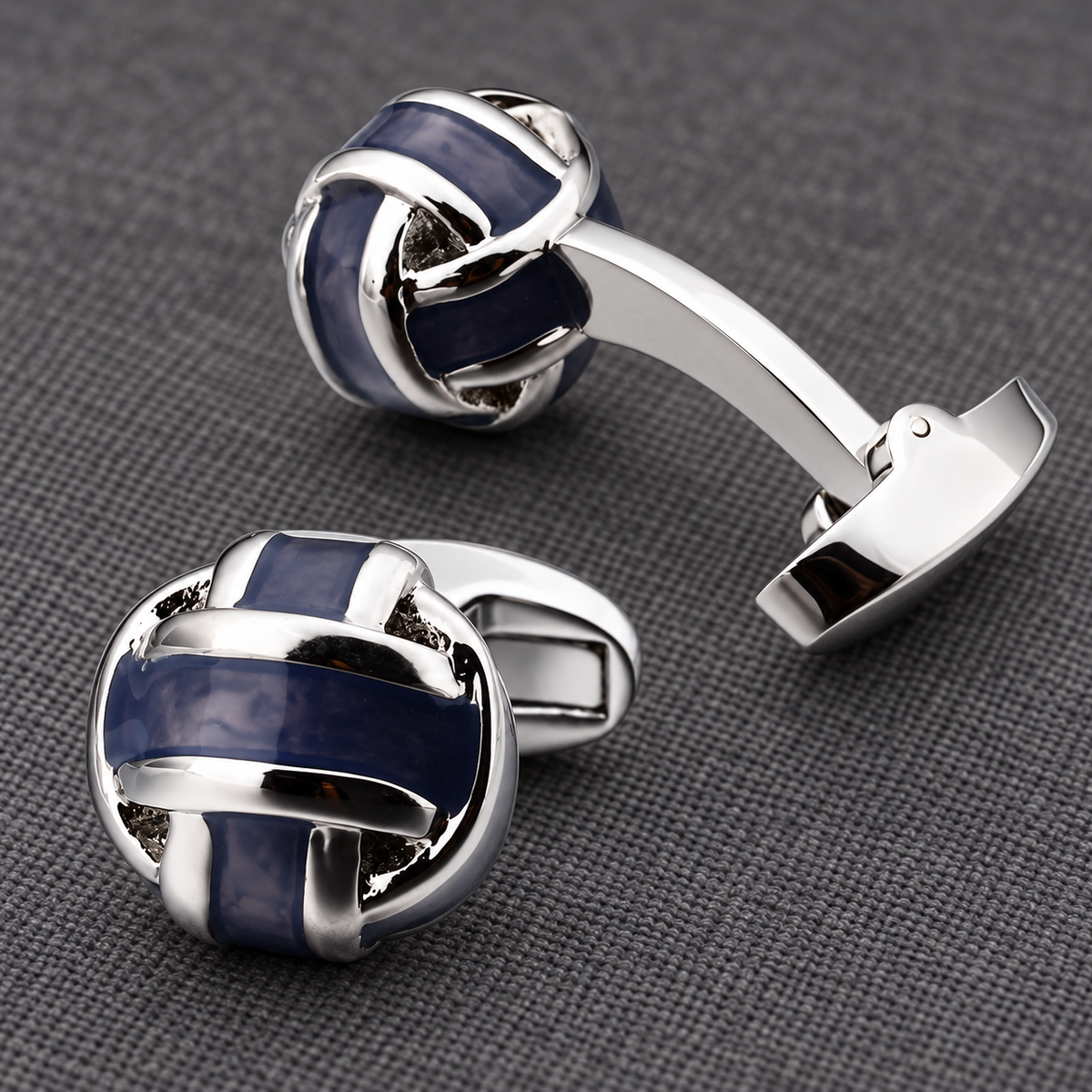 Gemelos para Camisa Striped Grey Enamel Balls