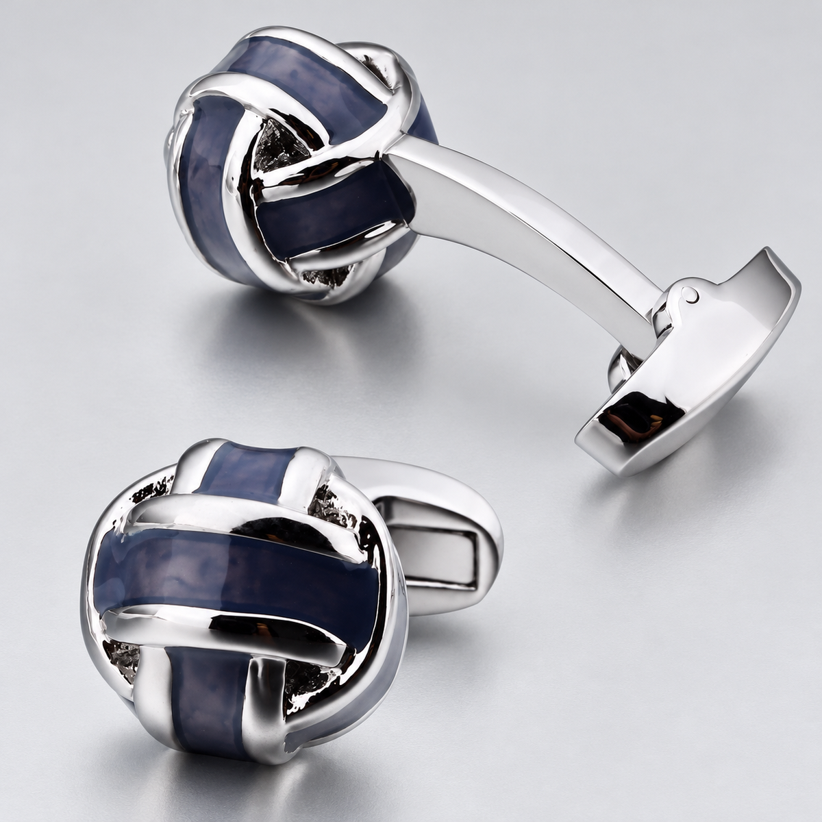 Gemelos para Camisa Striped Grey Enamel Balls