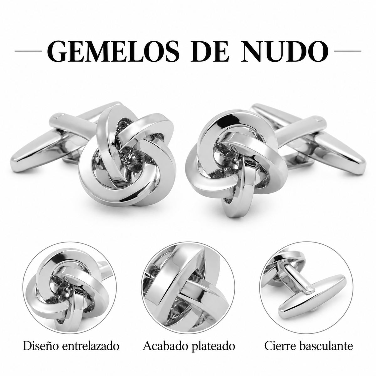 Gemelos de Camisa Nudo Plated Knot 13mm