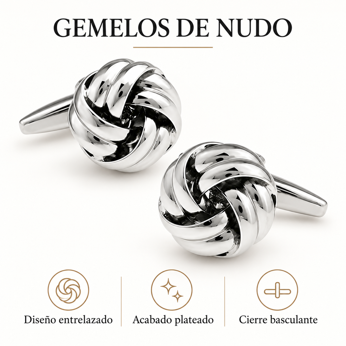 Gemelos Nudo Color Plateado II