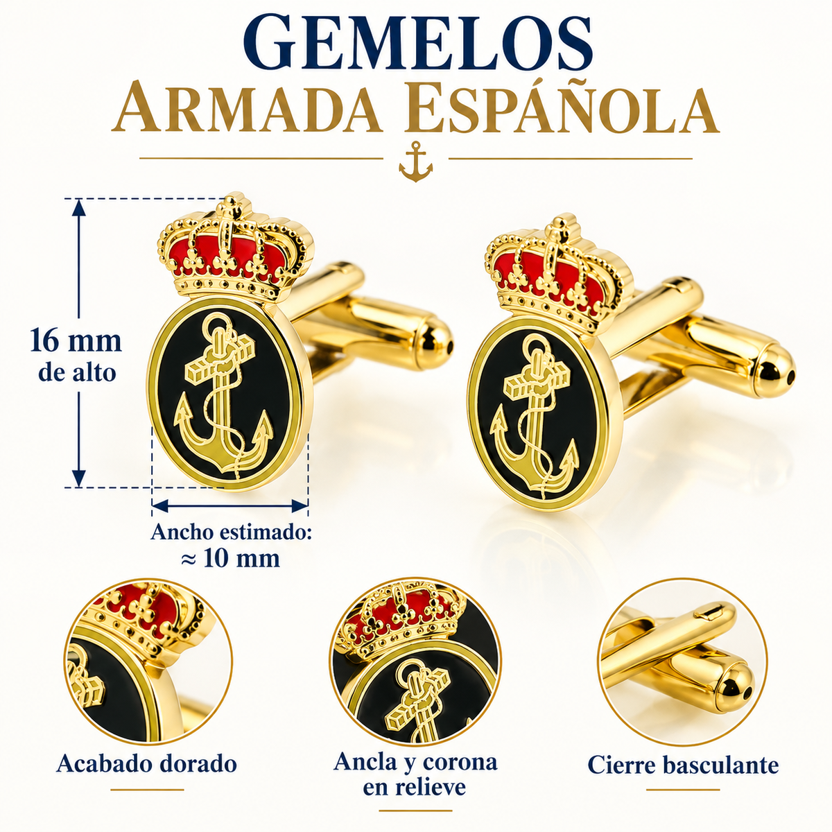 Gemelos de Camisa Emblema de la Armada Española