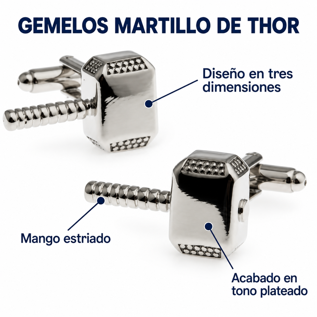 Gemelos para camisa Martillo de Thor Chromado