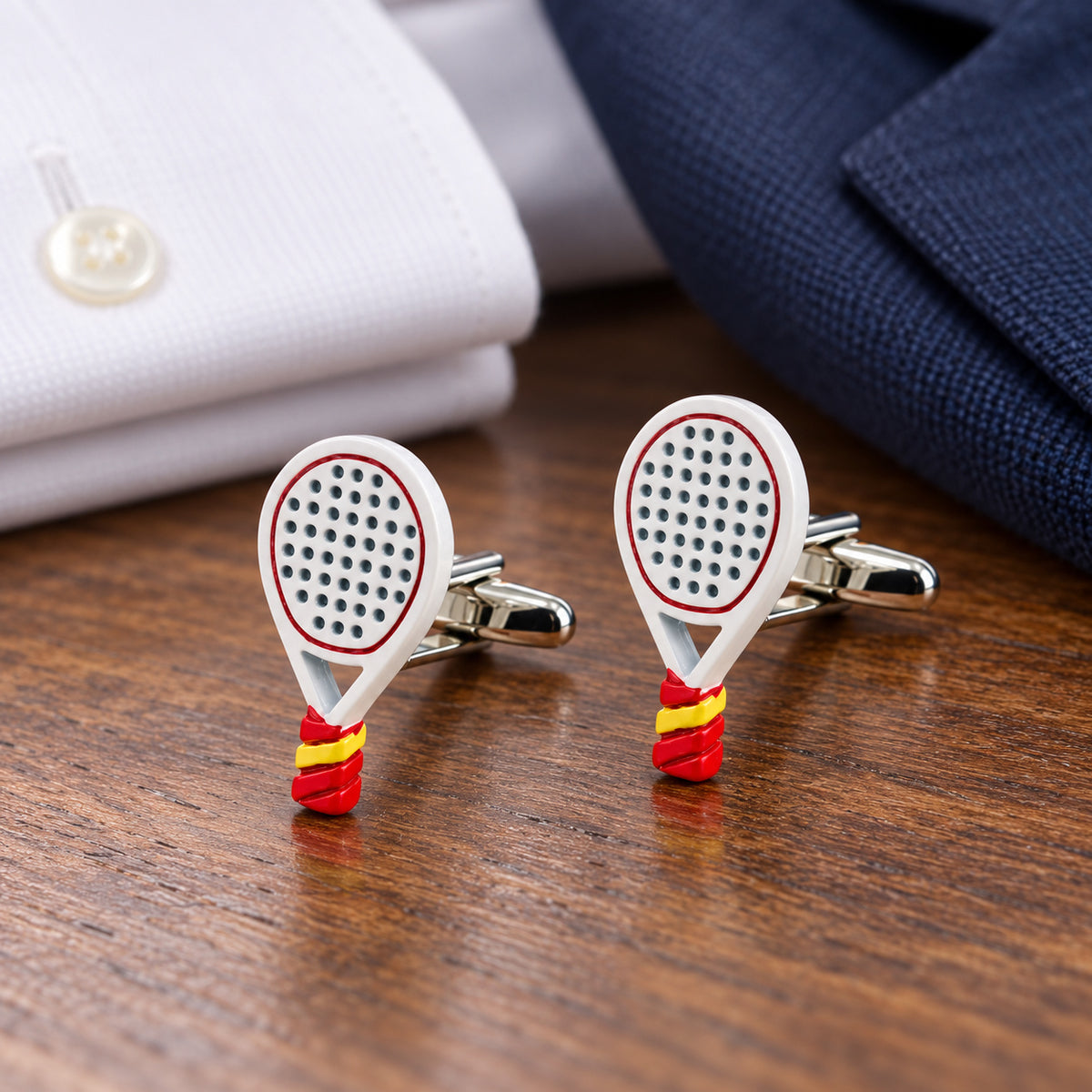 Gemelos para Camisa Pala de Padel Blanca y Colores de España 15x25 mm