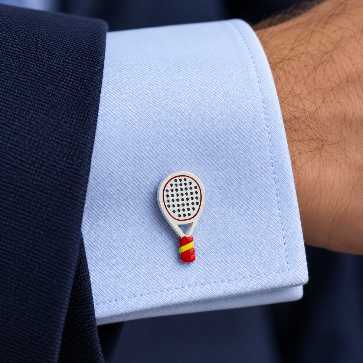 Gemelos para Camisa Pala de Padel Blanca y Colores de España 15x25 mm
