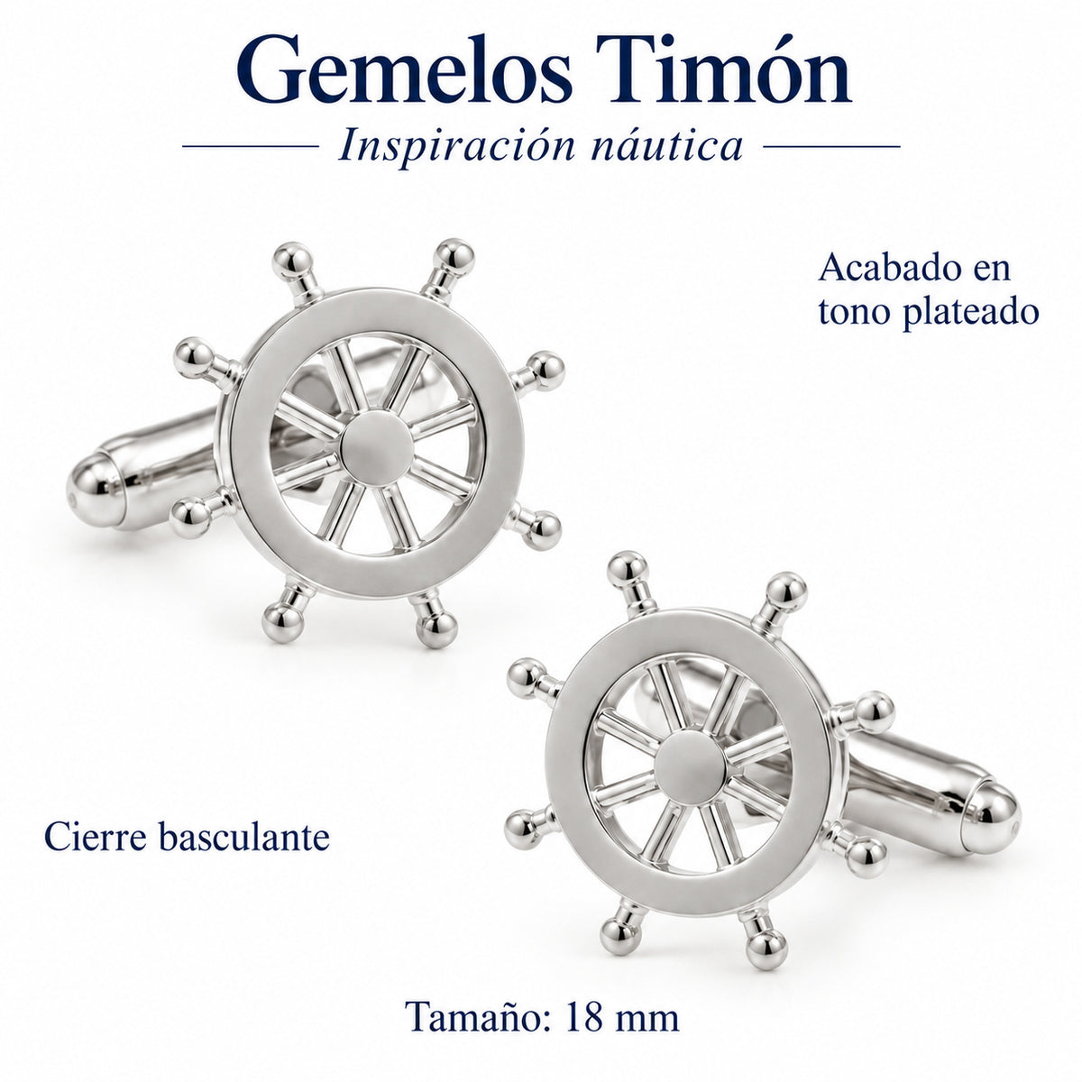 Gemelos para camisa Timón Naútico 17 mm