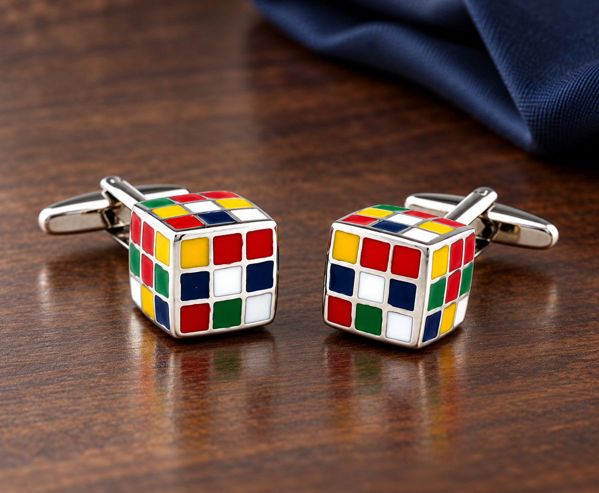 Gemelos para camisa del Cubo Rubik 3D 18 mm