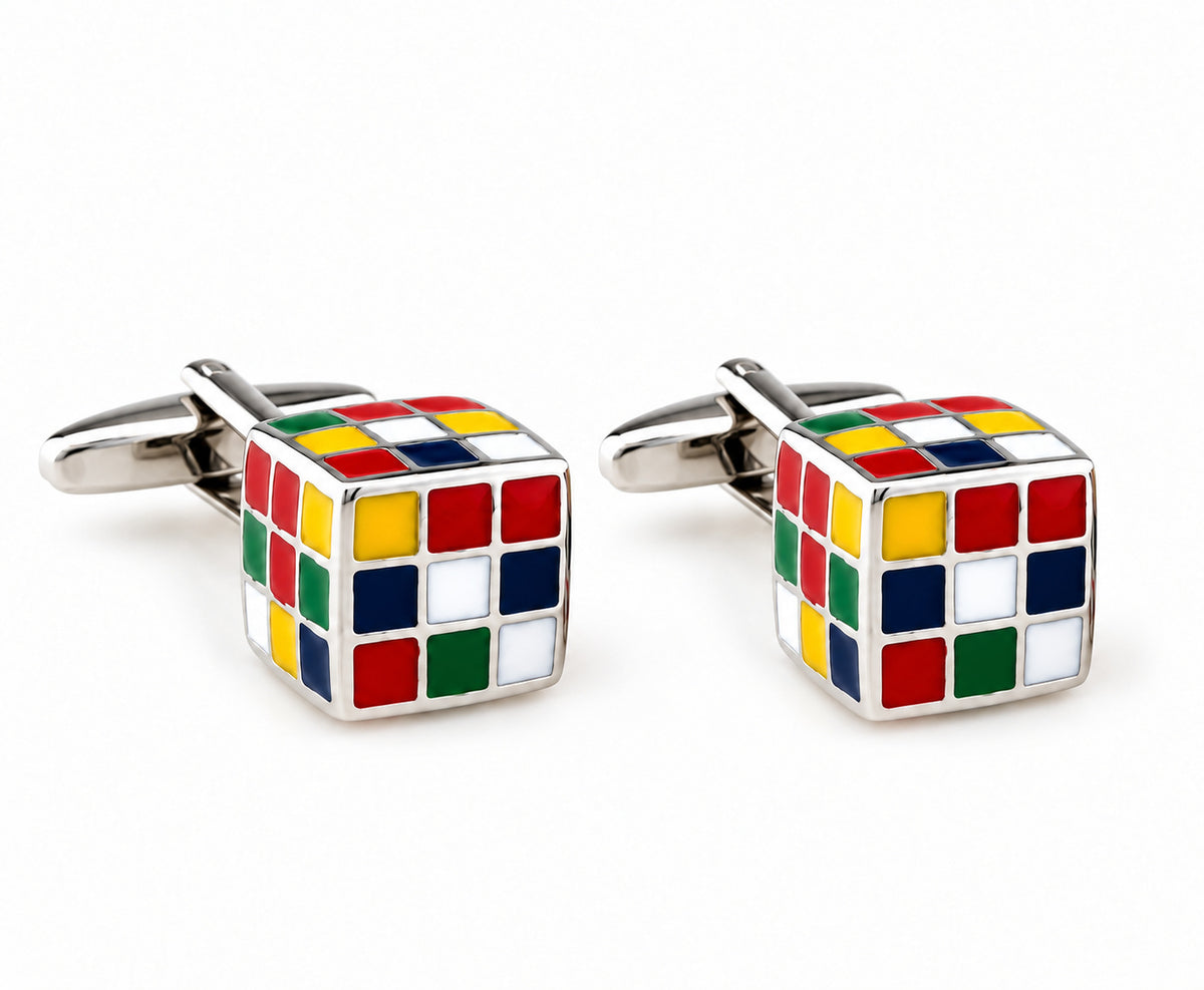 Gemelos para camisa del Cubo Rubik 3D 18 mm