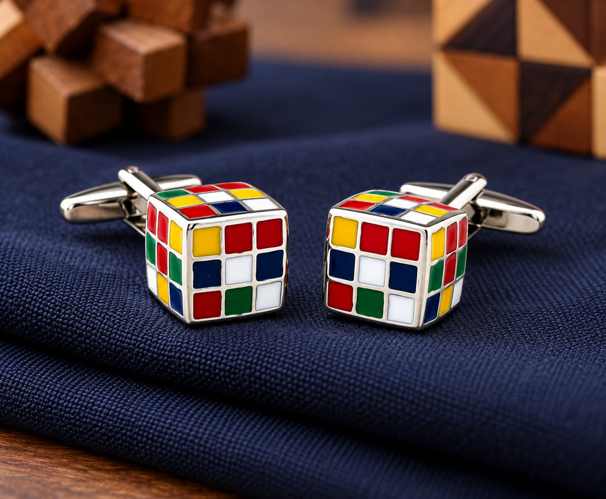 Gemelos para camisa del Cubo Rubik 3D 18 mm