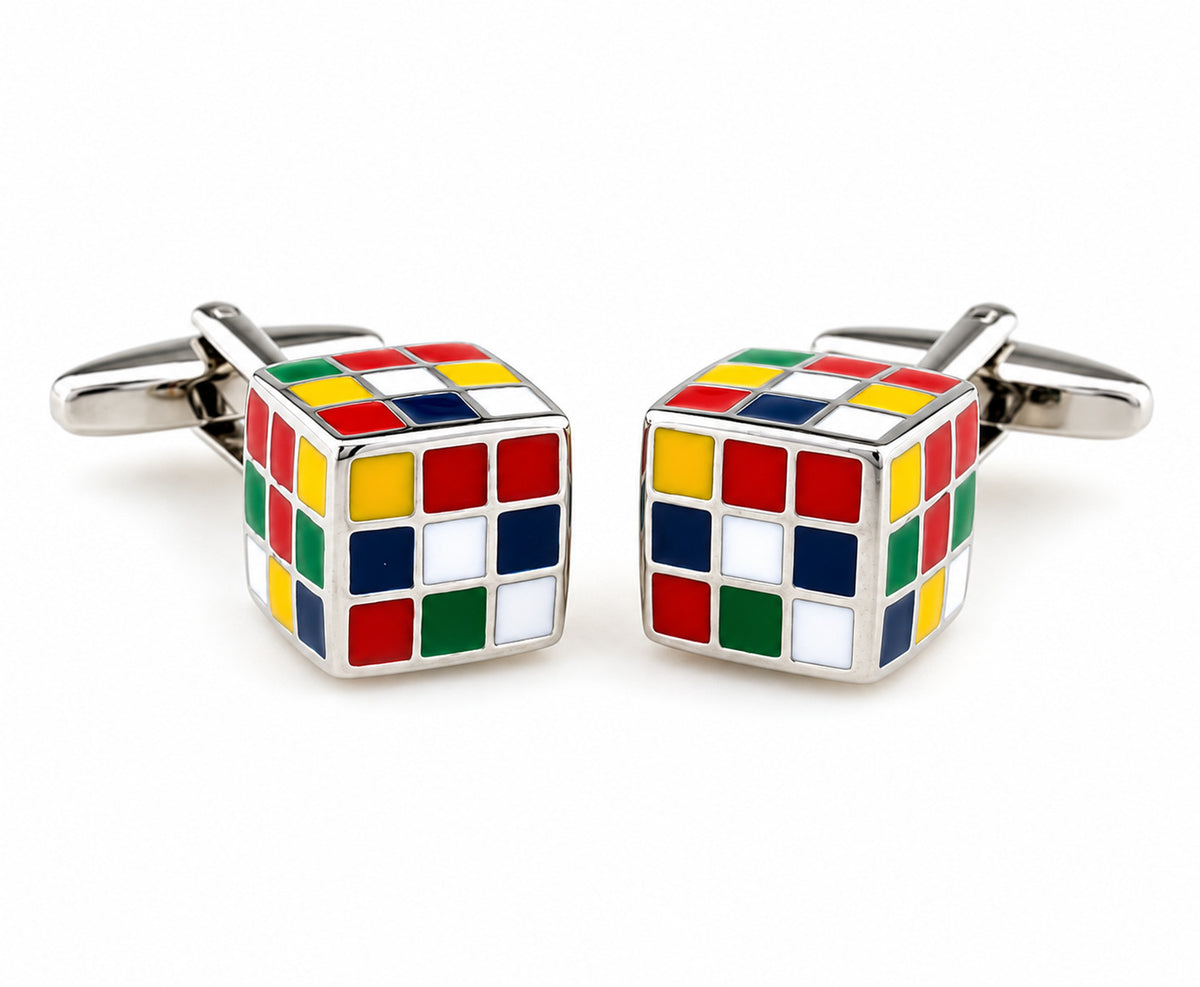 Gemelos para camisa del Cubo Rubik 3D 18 mm