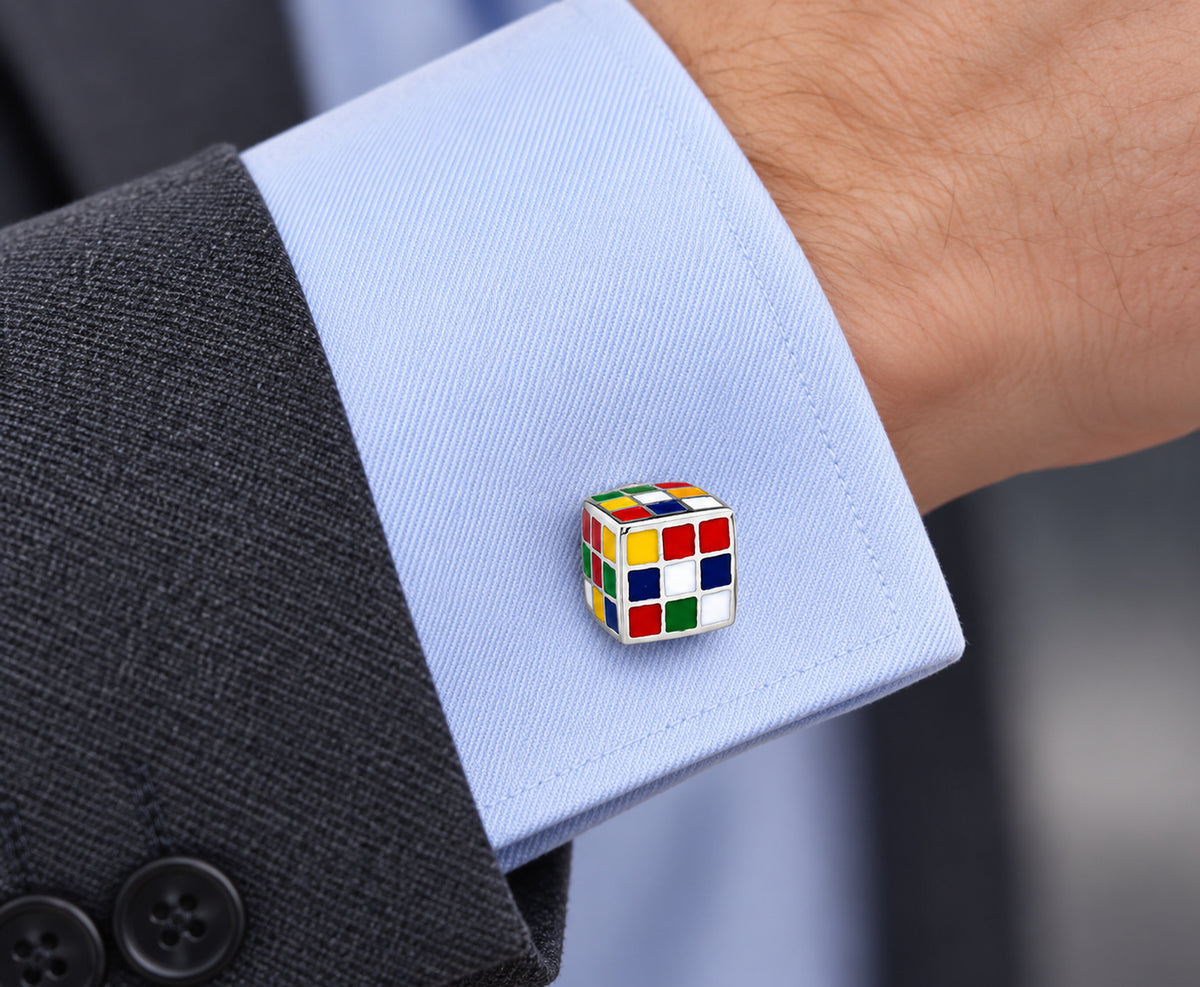 Gemelos para camisa del Cubo Rubik 3D 18 mm