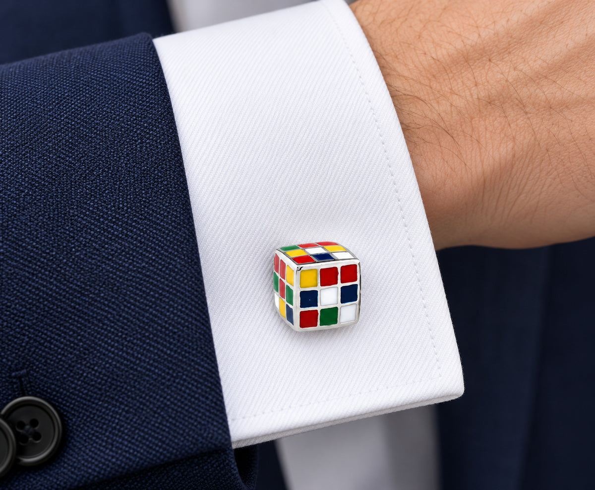 Gemelos para camisa del Cubo Rubik 3D 18 mm