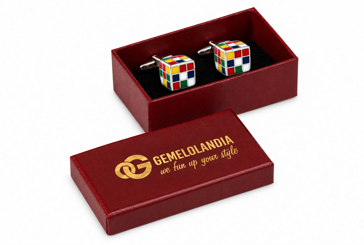 Gemelos para camisa del Cubo Rubik 3D 18 mm
