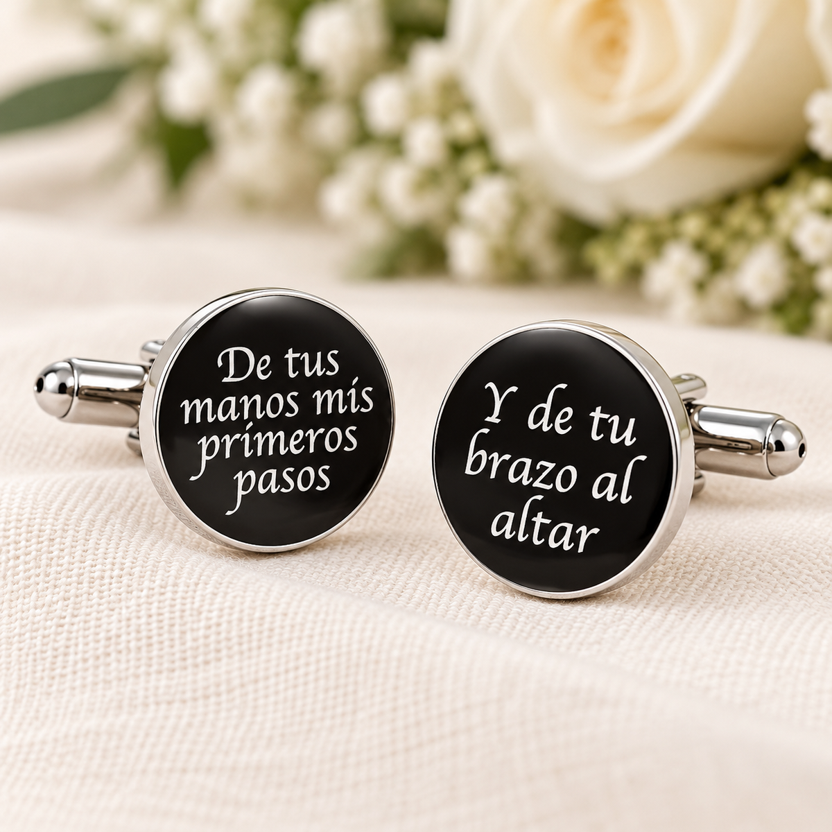 Gemelos para Camisa De Tus Manos Mis Primeros Pasos Negro
