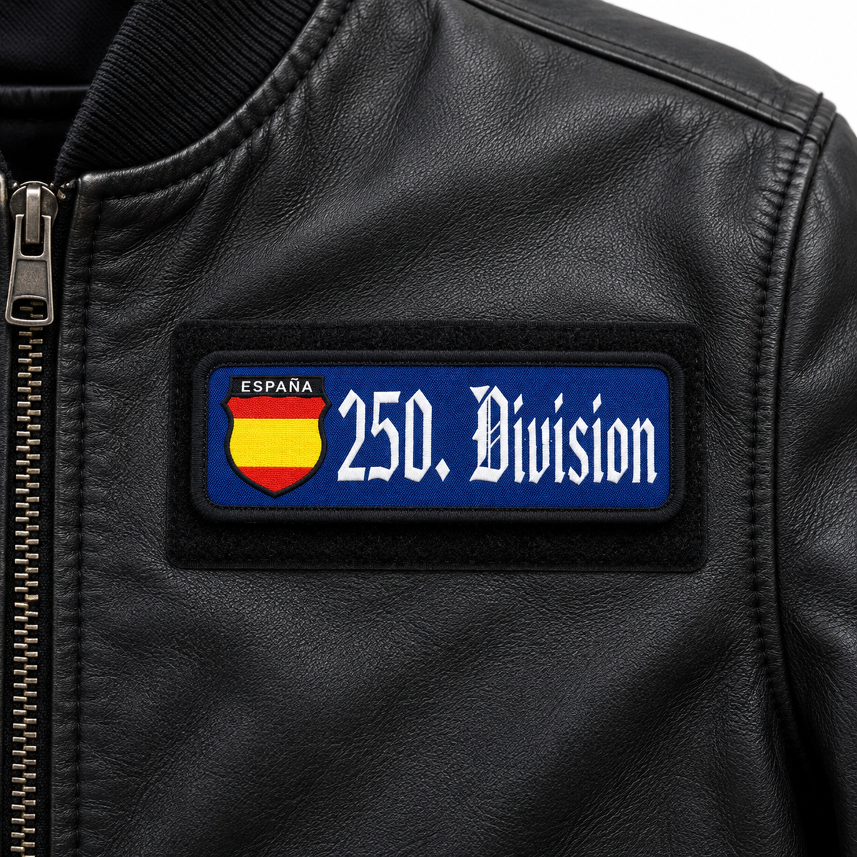 Parche División Azul 250 – Woven con Velcro 9,5 × 3 cm