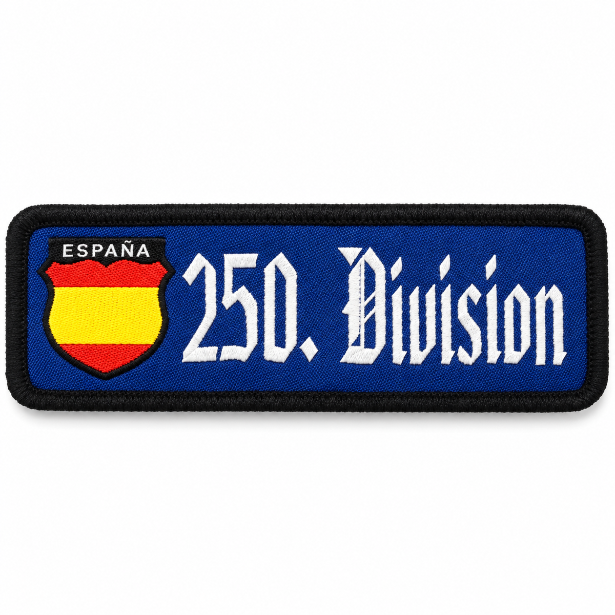 Parche División Azul 250 – Woven con Velcro 9,5 × 3 cm