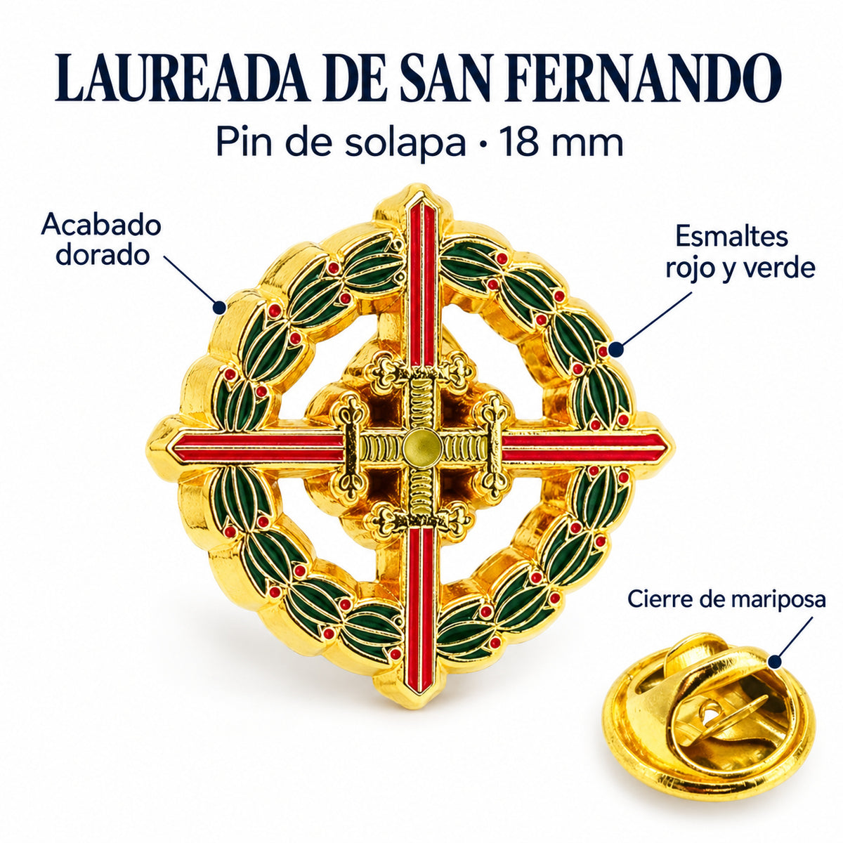 Pin de Solapa de la Real y Militar Orden de San Fernando Laureada de San Fernando