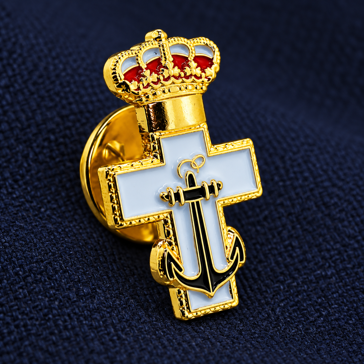 Pin de Solapa de la Medalla de la Cruz de Mérito Naval con Distintivo Blanco